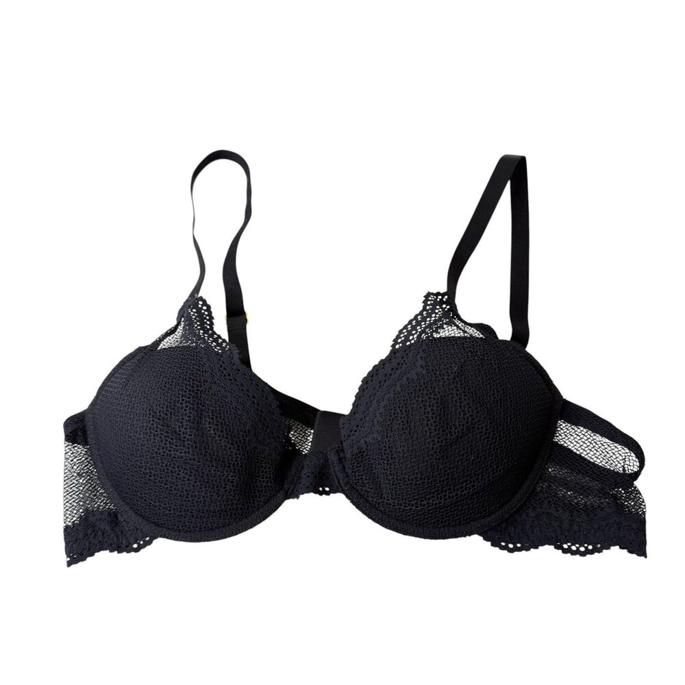 Pepper Signature All You Bra lightly Lined Underwire Plunge Bra Lace Overlay 40A